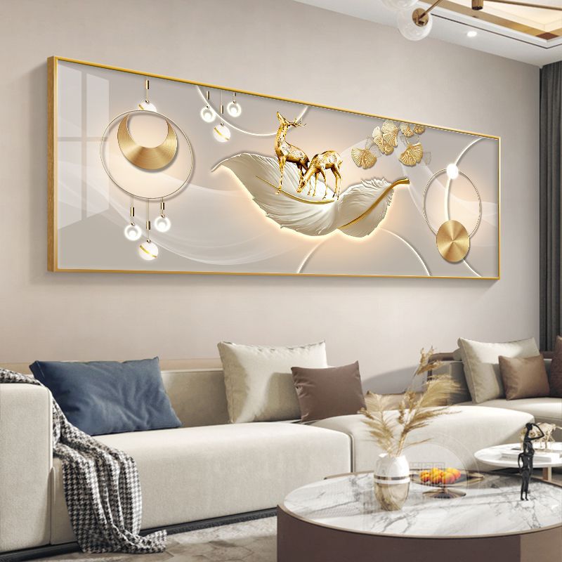 Light Luxury Feather Living Room Decorative Painting Bedroom Bedside Hanging Painting Modern Simple Sofa Background Wall Horizontal Version Atmospheric Mural
