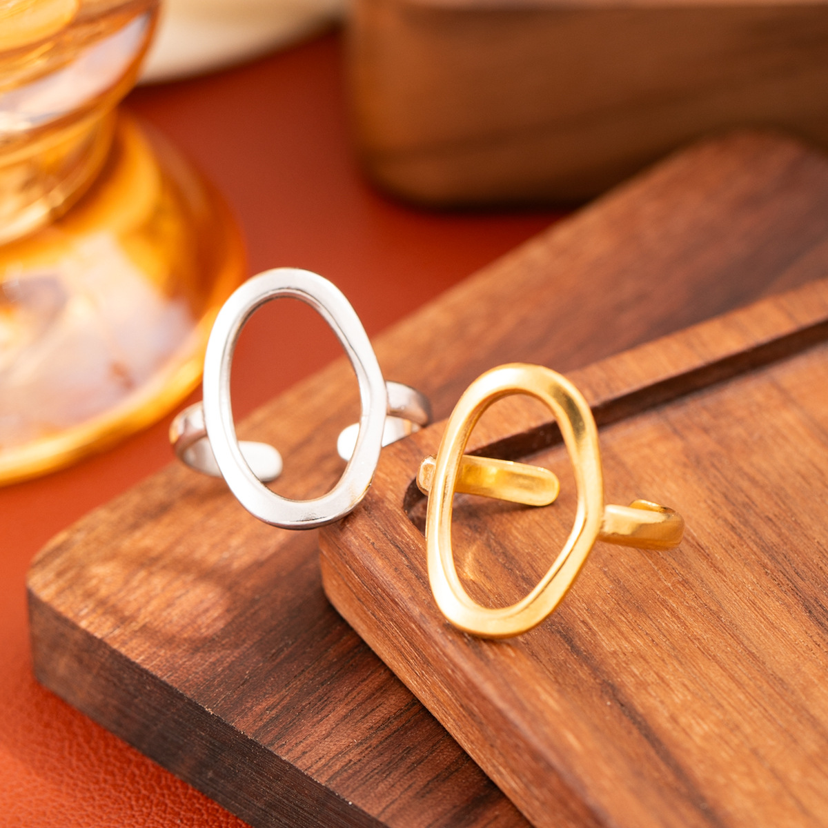 One size geometric ring stainless steel