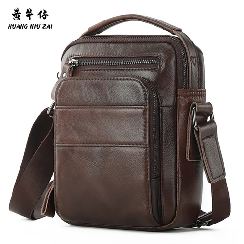 First layer cowhide shoulder bag men's cowhide crossbody bag casual vertical business men's bag fashion trend cross-border wholesale