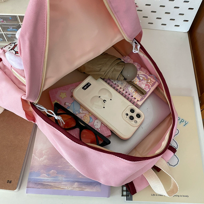 Рюкзак Hello Kitty розовый мультяшный школьный рюкзак, легкая сумка через плечо для учёбы, 15×6×20 см