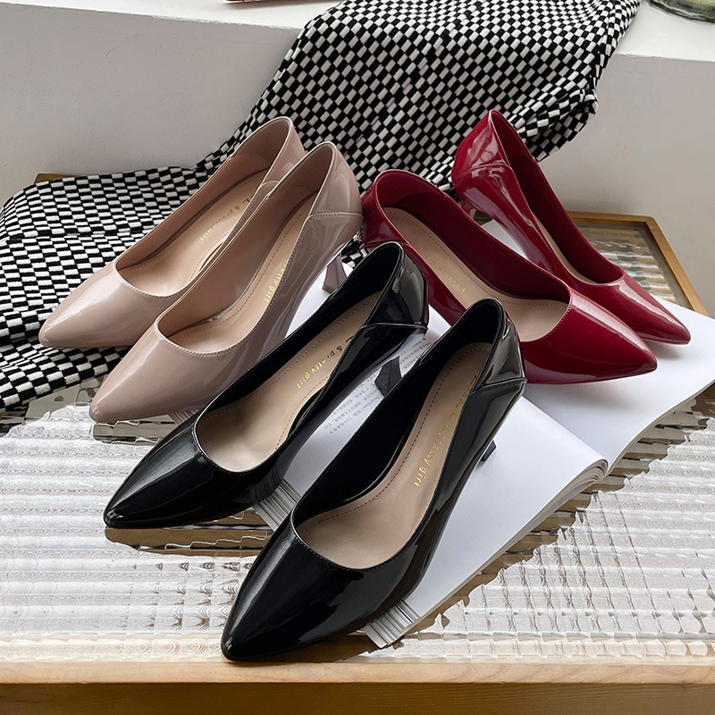 0337-1 Plus-Size Women's Shoes with Extra Width, 7cm High Heels, Stiletto Pointed Toe, Nude Color, Sequined Slip-On Shoes, Sizes 41-43