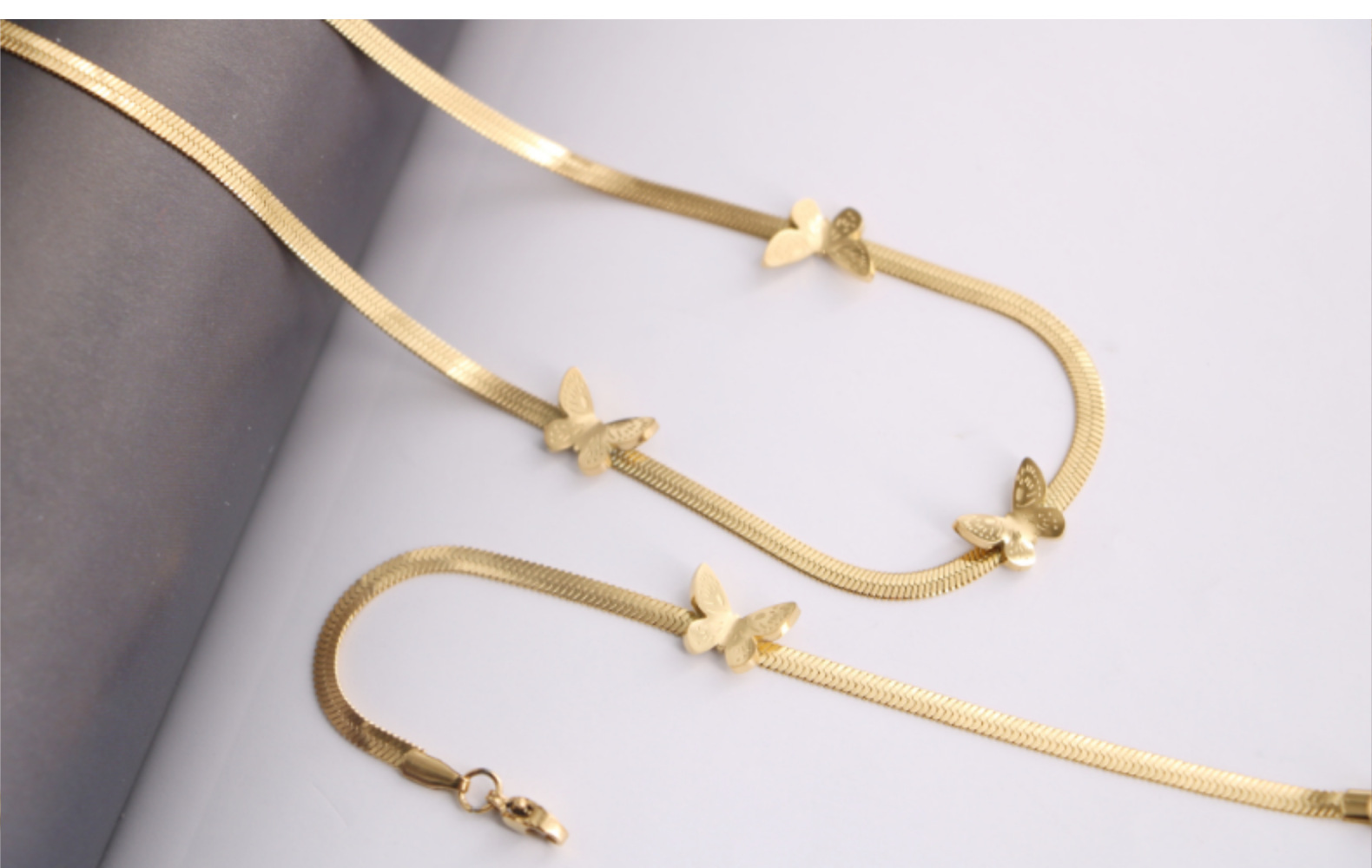 Fashion Butterfly Titanium Steel Bracelets Necklace 1 Piece