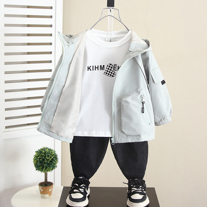 5902 Chaqueta de chaquetas para niños Primavera y otoño Top con capucha de estilo occidental para niños 2024 Nuevo estilo de moda de otoño para bebés