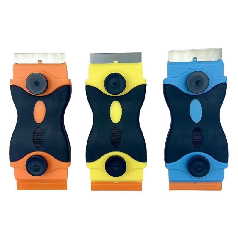 Amazon transfronterizo de Venta caliente cuchilla multifuncional raspador de limpieza de doble cabeza de eliminación de pegamento hoja pequeña de acero inoxidable de plástico