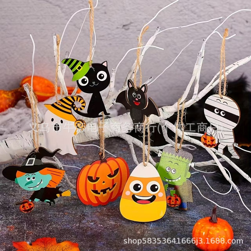 ハロウィンパーティーペンダント装飾ゴーストフェスティバルカボチャコウモリゴースト装飾麻ロープペンダントハロウィン小さなペンダント|undefined