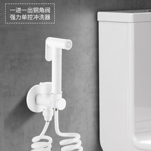 亚白全铜单控大流量角阀一进一出马桶伴侣喷枪高压冲洗器套装喷头