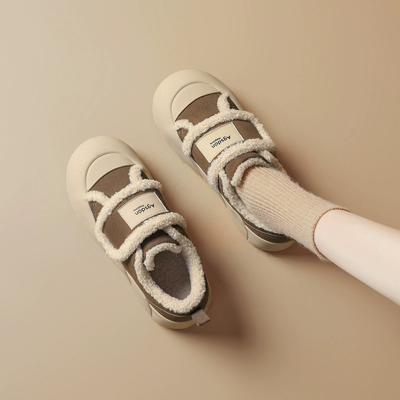 Augusten плюшевые хлопчатобумажные туфли женский 2024 новый зимний милый толстый спортивный кроссовок повседневная шерстяная обувь