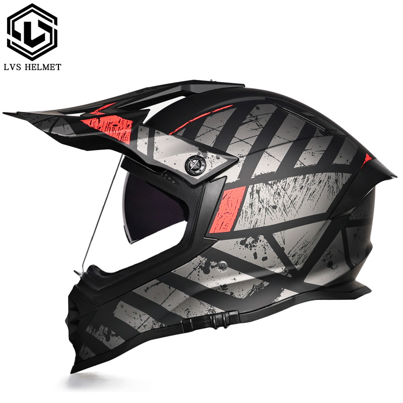 Nuevo off-road tire casco de doble lente carretera tire casco completo motocicleta Larga Distancia unisex Four Seasons universal LVS