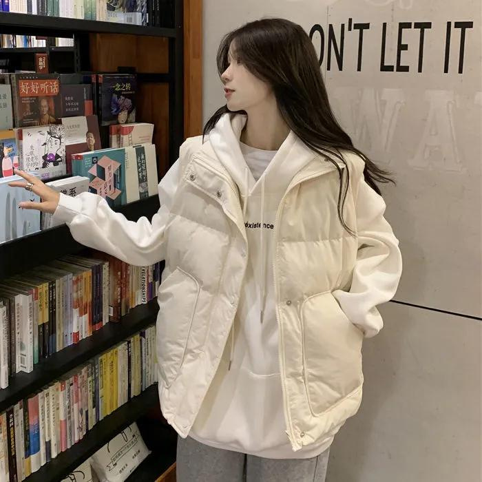 羽绒棉服背心马甲女大码冬季2024新款时尚马夹外穿秋冬女款白纯色
