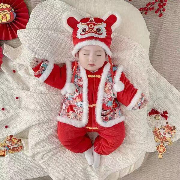 Children's New Year red down jacket