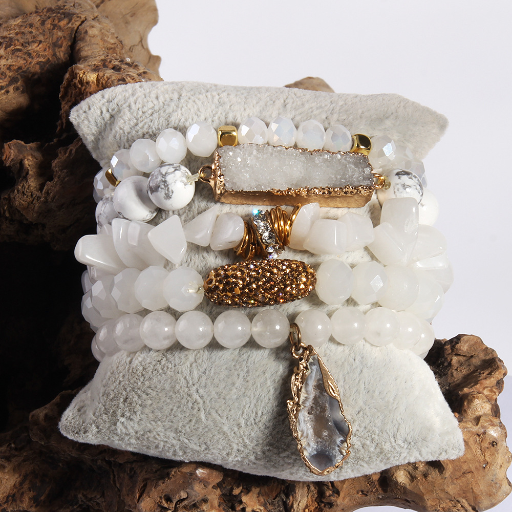 113g Weight Natural Stone Pendant Material Bracelets Classification Natural Stone Chain Material Beaded Chain Chain Type 1 Piece Quantity Holiday, Tea Party Occasion natural stone Material Geometric Pattern Women's Gender Vacation Style Vacation Geometric Natural Stone Beaded Chain Bracelets In Bulk 14