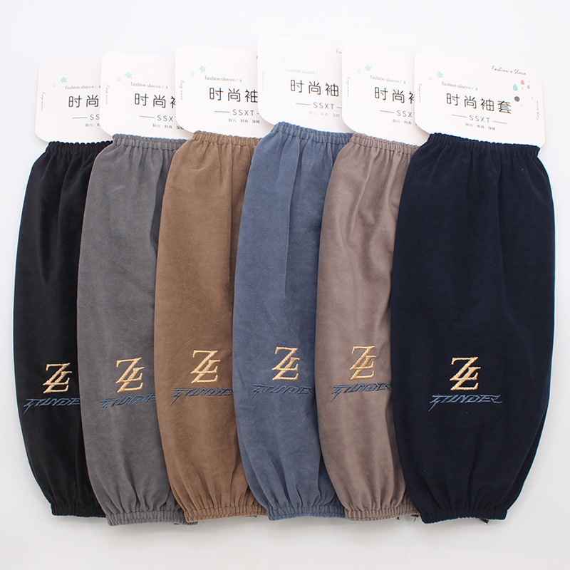 2025 Autumn and Winter New Men's Long Sleeves Fashionable Embroidered Letters Zl Velvet Anti-Fouling Sleeves Wholesale