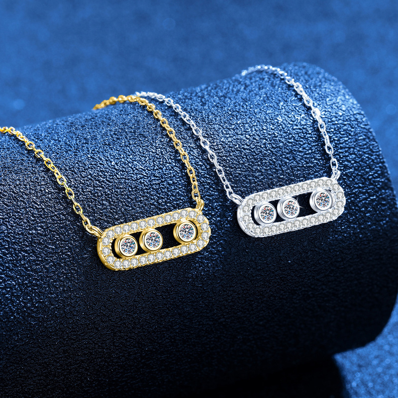 Weizi S925 Sterling Silver Full Diamond Moissanite High-End Niche Luxury Jewelry Retro New Chinese Style Simple Clavicle Chain Weizi S925 Sterling Silver Full Diamond Moissanite High-End Niche Luxury Jewelry Retro New Chinese Style Simple Clavicle Chain