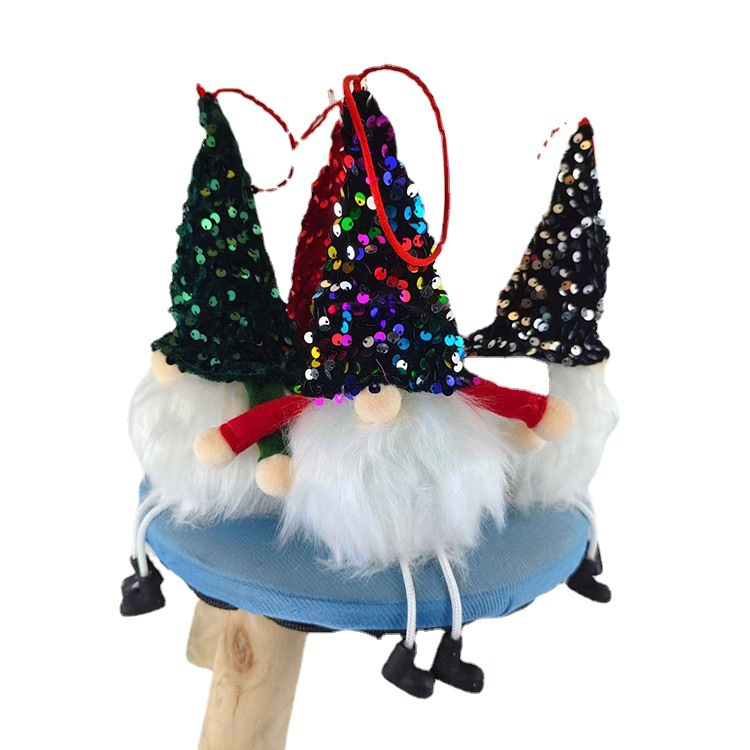 Decoraciones navideñas campana pierna colgante con luces Rudolf muñeca bosque hombre lentejuelas luminosas sin rostro
