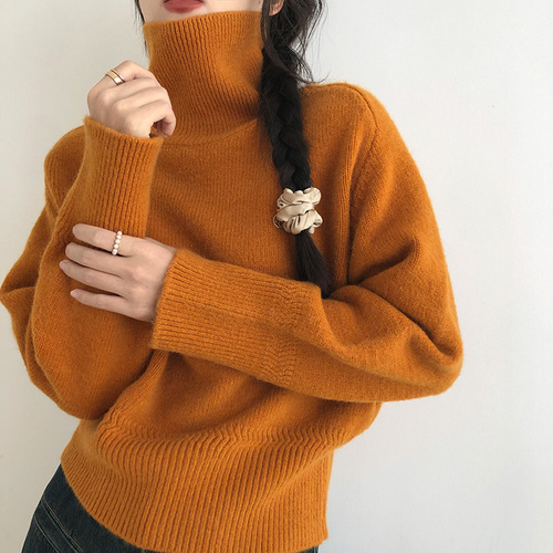 Women's High-Neck Sweater for Autumn/Winter 2025 Soft and Chilling Relaxed Style Loose Outerwear High-Quality Knit Top with Thickenings