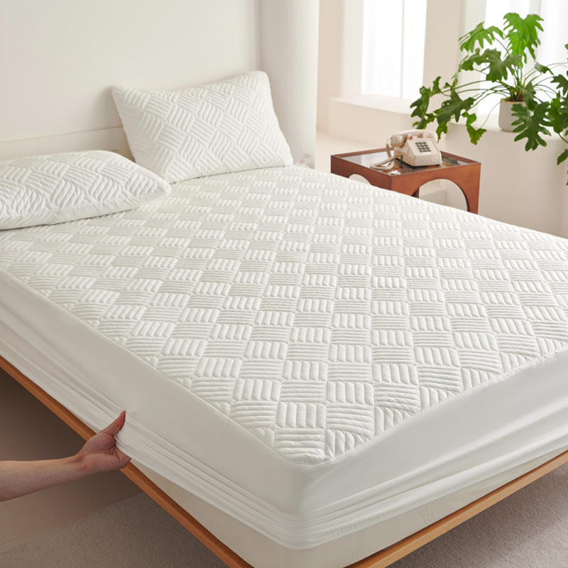 Category A Cotton 13372 Quilted Bed Cover Thickened Cotton Solid Color Quilted Mattress Protective Cover Bed Cover Dust Cover