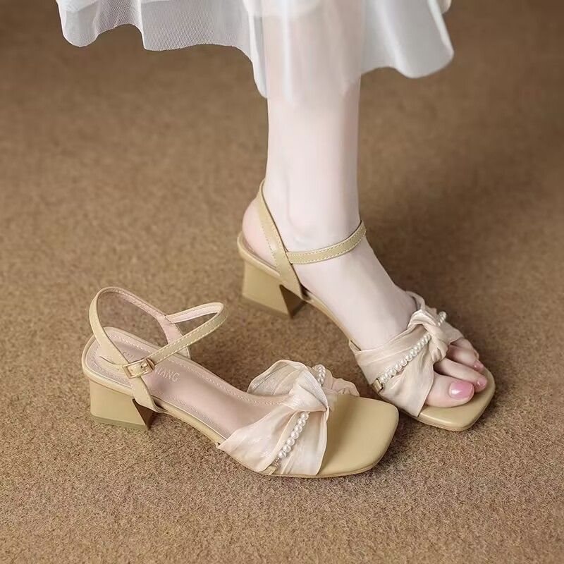 Real Soft Leather 2026 New Summer Fairy Sandals with Chunky Heels, Versatile Women's Shoes, Mid-Heel, Single Strap, Casual Korean Style Shoes Real Soft Leather 2026 New Summer Fairy Sandals with Chunky Heels, Versatile Women's Shoes, Mid-Heel, Single Strap, Casual Korean Style Shoes