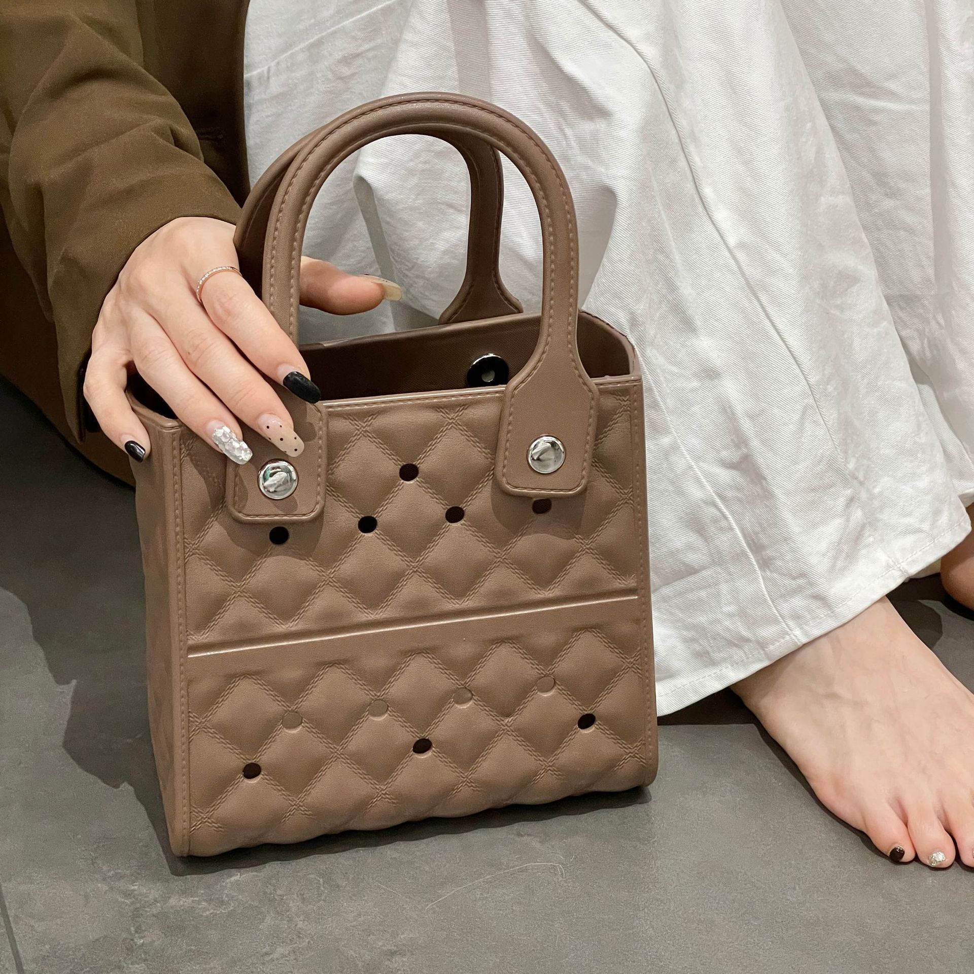 684g Weight Open Closure Type Top Handle Strap Type Square Bag Bags Type Street Occasion EVA Material Solid Color Pattern All Seasons Season Women's Gender Streetwear Style Square Shape Women's EVA Solid Color Streetwear Square Open Square Bag 14