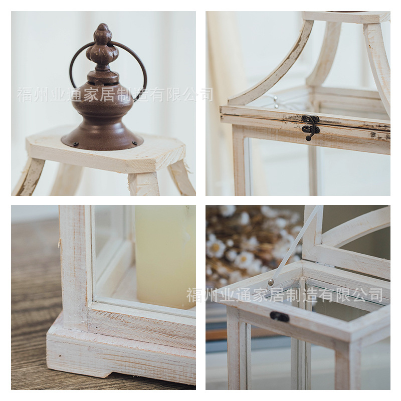 Usted puede vivir lámparas de viento de estilo americano retro hacer viejos vidrios de madera de hierro forjado a prueba de viento candelabros jardín tienda decoración de ventanas