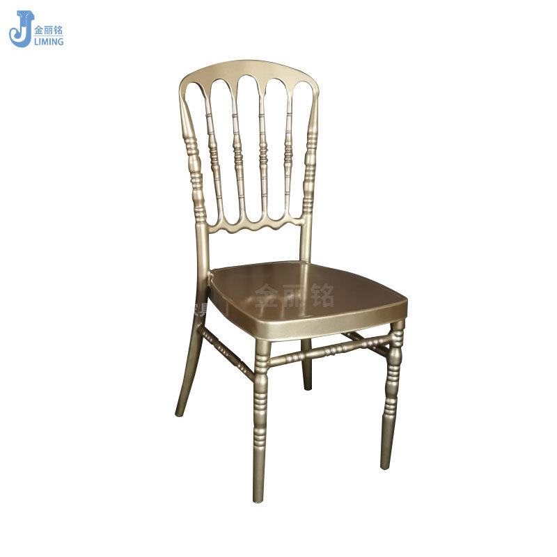 Silla de comedor de hotel al por mayor de fábrica Silla de banquete Europea Silla de comedor Salón de hotel Silla de bambú de metal Silla de Castillo