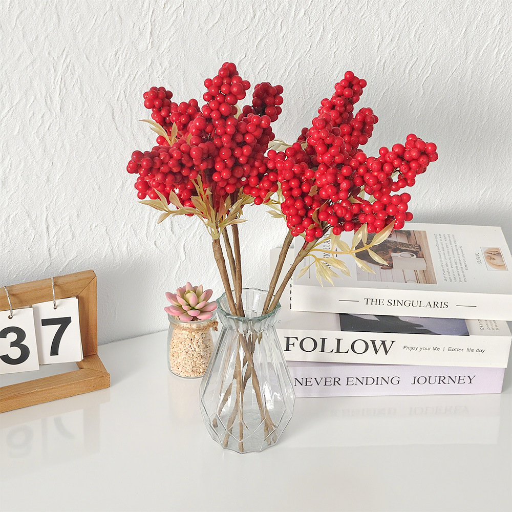 Navidad Bayas Año Nuevo Accesorios de barril DIY Navidad Decoración de interiores Flor Amazonas atmósfera transfronteriza