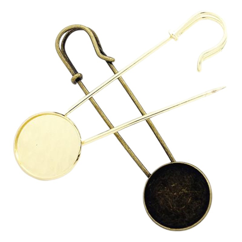 DIY vintage pin embedded gem holder brooch gold 70mm large pin European standard nickel-free DIY brooch accessories