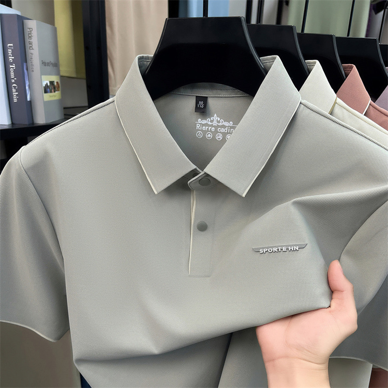 Seamless Luxury T-Shirt Short-Sleeved Men's 2026 Summer New Business Casual Ice Silk Cool-Feel Lapel Polo Shirt for Men Seamless Luxury T-Shirt Short-Sleeved Men's 2026 Summer New Business Casual Ice Silk Cool-Feel Lapel Polo Shirt for Men