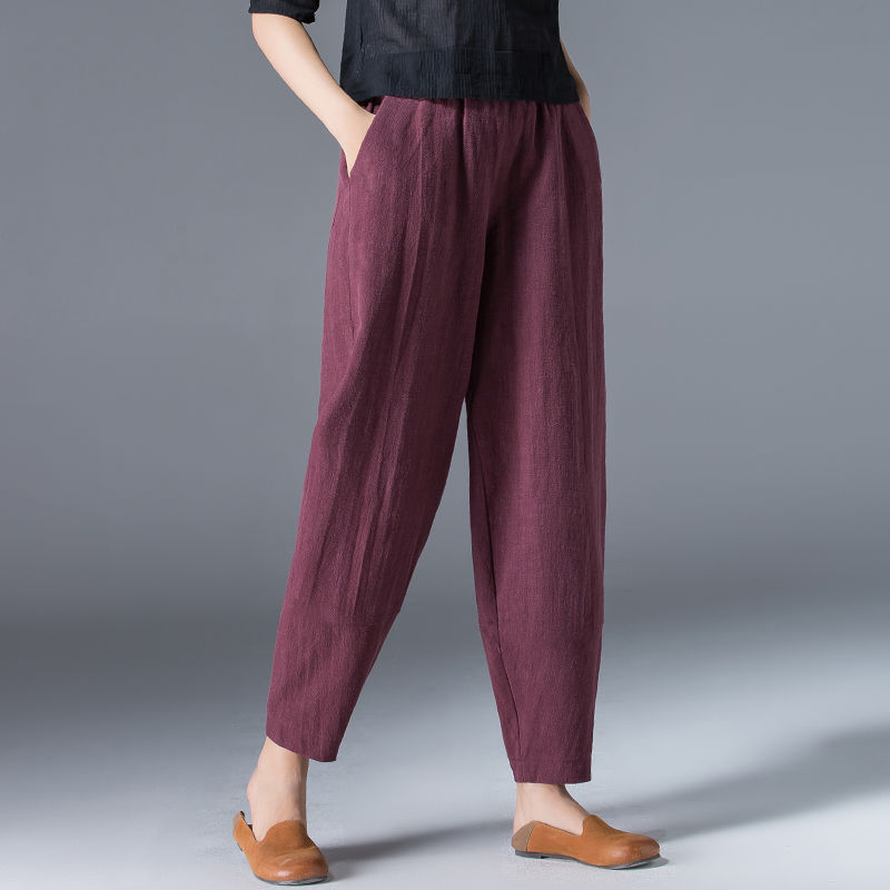 2024 Loose Large Size Pure Cotton Wide Leg Pants for Women Summer White Harem Pants Slim Casual Black Nine-Point Lantern Pants 2024 Loose Large Size Pure Cotton Wide Leg Pants for Women Summer White Harem Pants Slim Casual Black Nine-Point Lantern Pants
