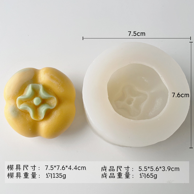 Tridimensional caqui chocolate molde de silicona DIY mousse pastel de jabón hecho a mano epoxi aromaterapia vela molde de yeso