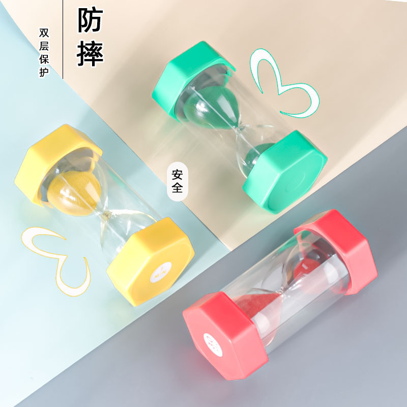 In-stock, quick delivery, anti-drop plastic small hexagonal hourglass, 30-minute brushing timer, children's gift ornament
