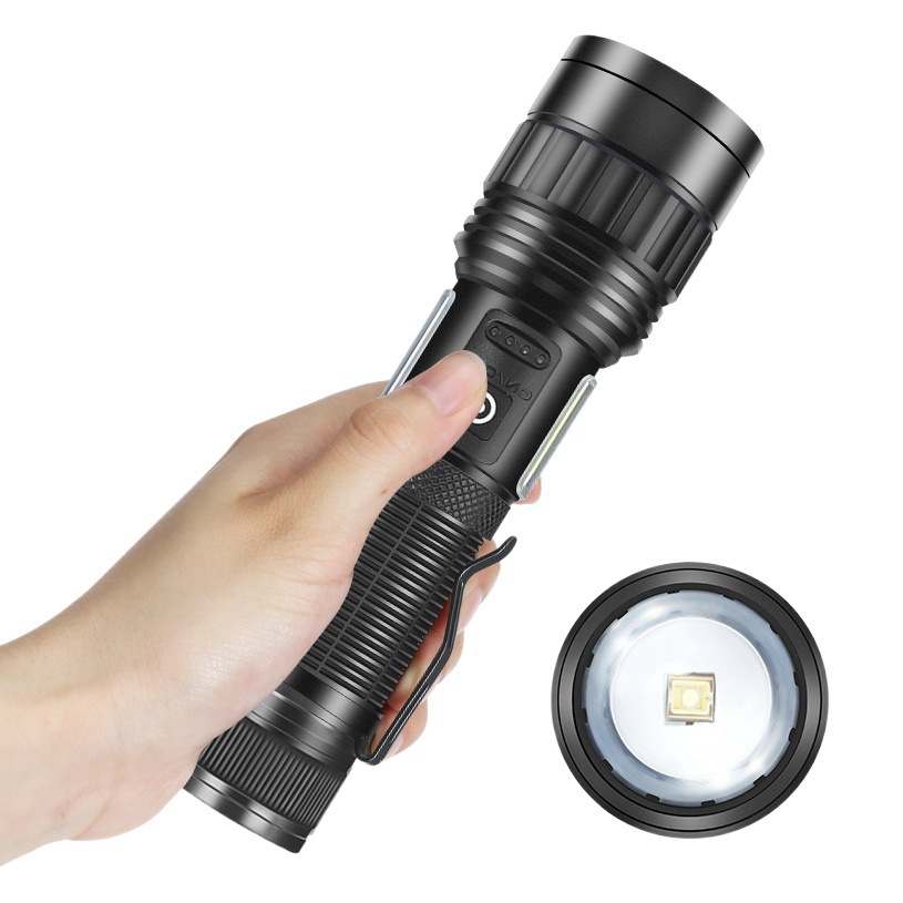 Transfronterizo nueva linterna telescópica XHP50 aleación de aluminio USB Pantalla de alimentación de largo alcance linterna de luz fuerte al por mayor