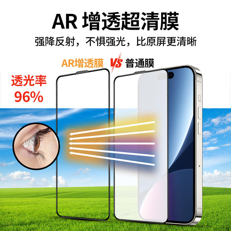 For iPhone 16Promax AR Transparent Tempered Film Apple 15 Mobile Phone Screen High Definition Screen Printing Protective Film