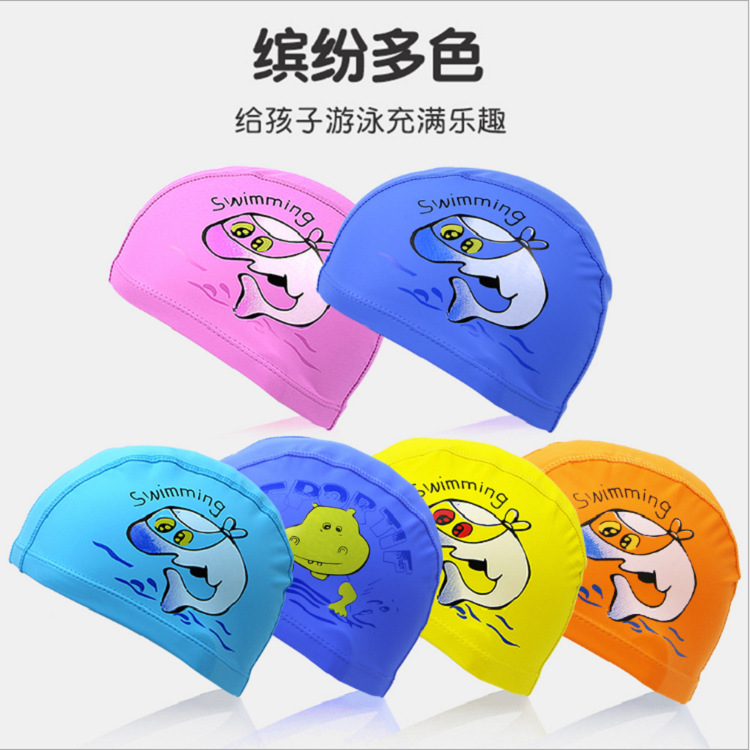 cartoon polyurethane waterproof swimming cap for boys