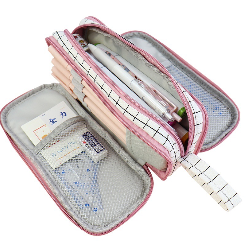 Bolsa de lápices de gran capacidad, bolsa de papelería ins transfronteriza de alto valor, papelería para estudiantes de secundaria, venta al por mayor, bolsa de papelería multifuncional con cremallera