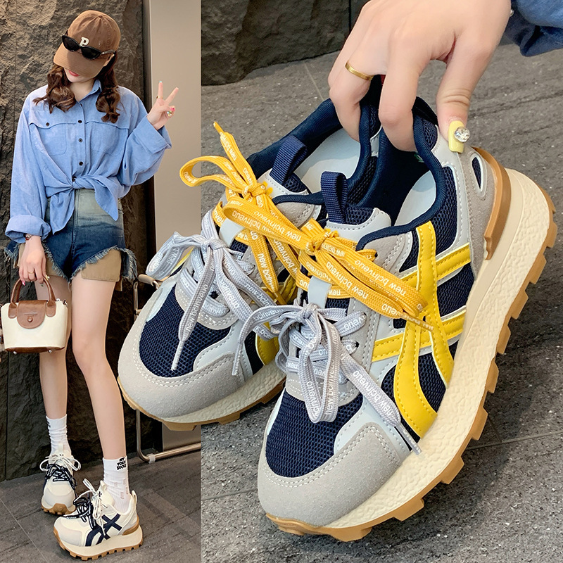 超火休闲运动l鞋网面透气德训鞋2025新秋季女鞋子百搭真皮阿甘鞋|undefined