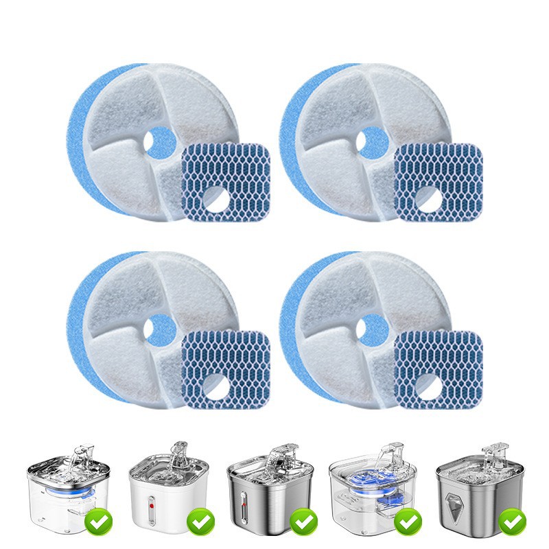 Filtros para bebedores de agua para mascotas adaptados a una variedad de bebedores de agua para gatos multifiltración de cabello de filtro de algodón carbón activado