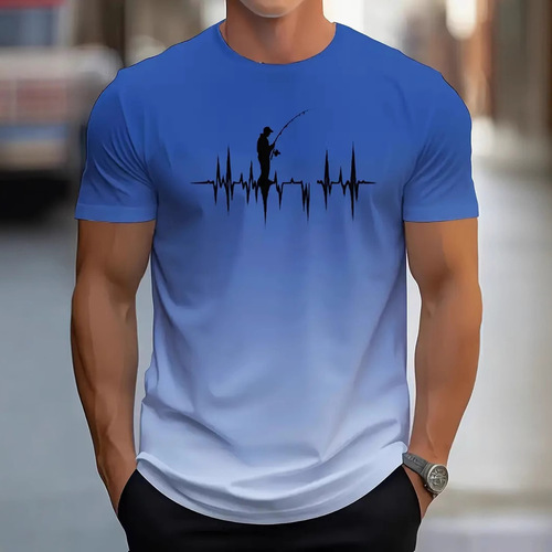 Summer 3D Printed Men's Short Sleeve T-Shirt Loose Casual Crew Neck High-End Casual T