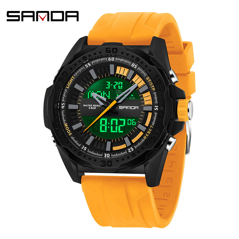 Sanda nuevo reloj de moda europea y americana cool, moda para hombres, adolescentes de secundaria, reloj electrónico deportivo