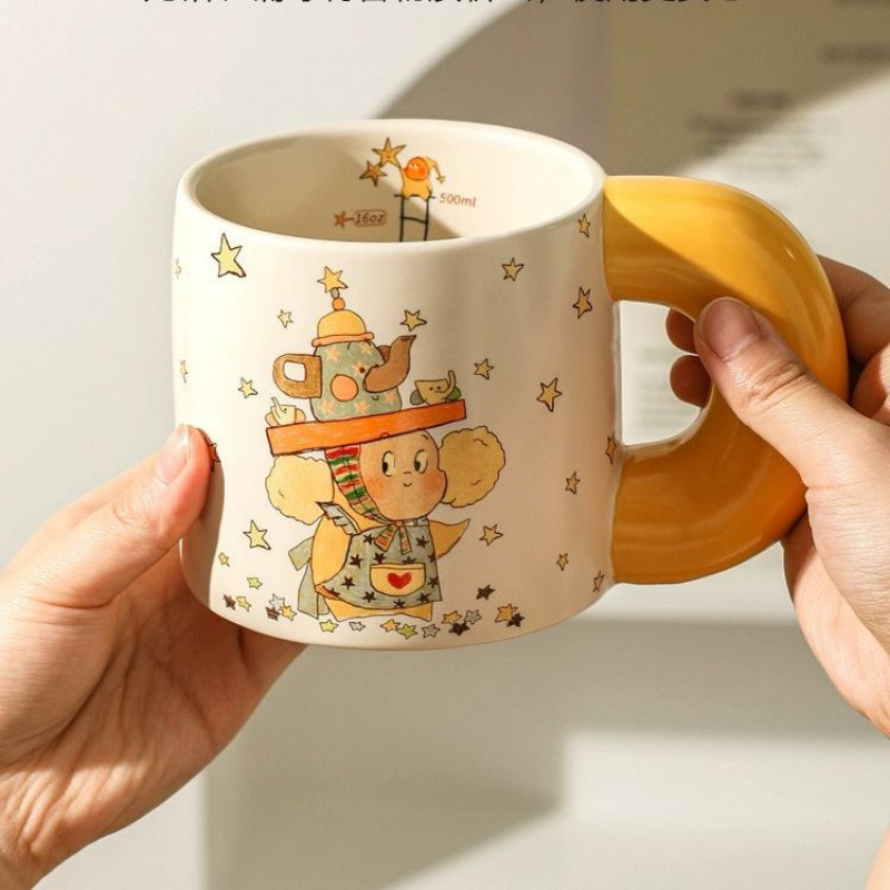 [Explosión de venta caliente] estrella de dibujos animados tazas de leche tazas de cerámica tazas de desayuno retro tazas de agua para niños comida