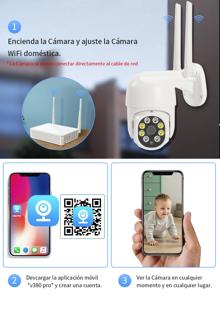 监控无线摄像头 WiFi手机远程监控器户外摄像机1080P高清网络球机详情8