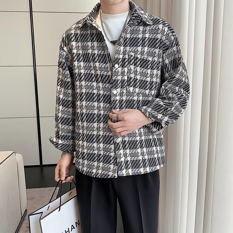 2024 nueva chaqueta de fragancia pequeña de moda para hombres otoño nueva versión coreana de la chaqueta de pareja suelta de alta gama de nicho