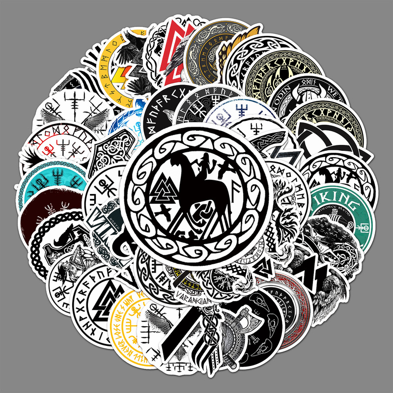 50 Viking Pirates Cartoon Personality Cross-border Movie Creative DIY Skateboard Water Cup Luggage Stickers Wholesale