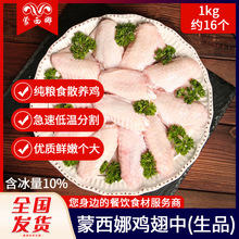 蒙西娜鸡翅中新鲜速冻鸡中翅冷冻生鸡翅非腌制含冰食材1kg约16个