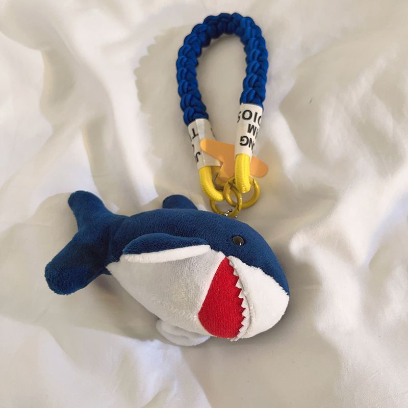 진한 파란색 큰 입 상어 인형 JH55 사파이어 블루 + 노란색 삼각형