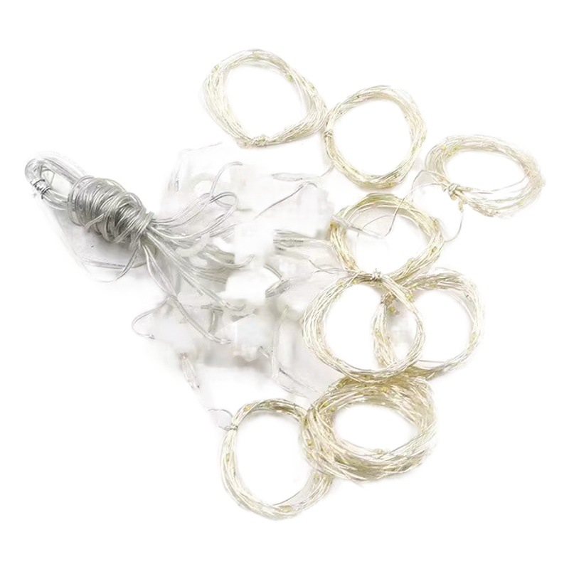 Cortina de luces LED 3x3m con control remoto USB, guirnalda de cobre para decoración de habitación, estrellas y ambiente festivo