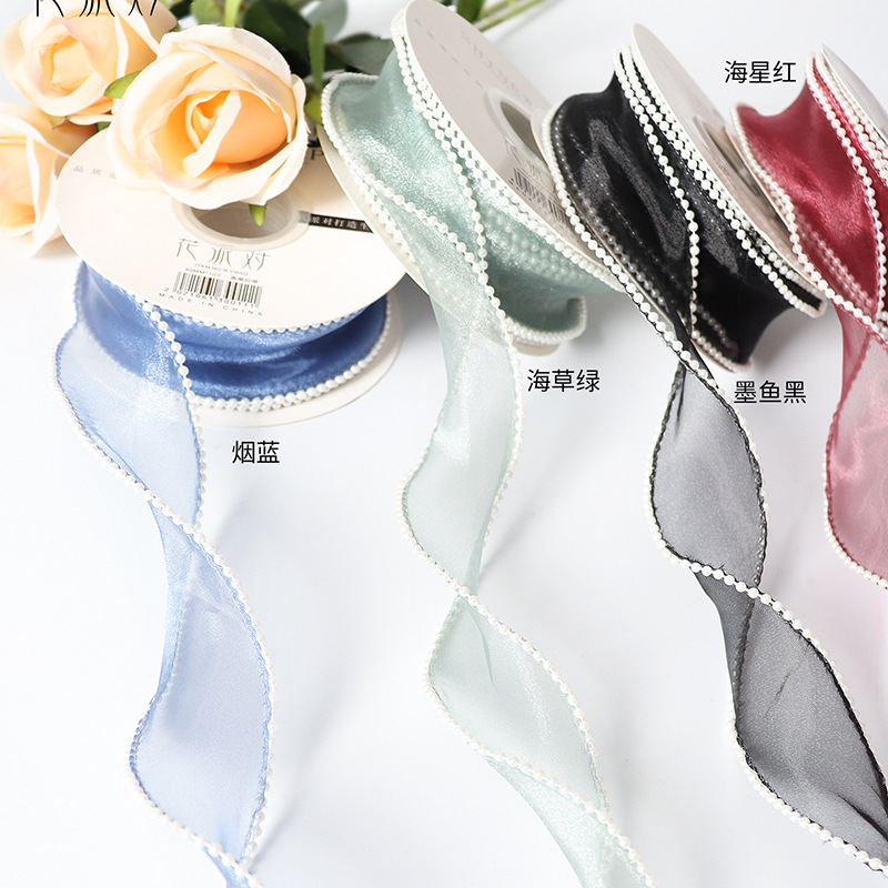 Cinta de embalaje para flores con perlas bilaterales, para regalos y ramos, fábrica al por mayor