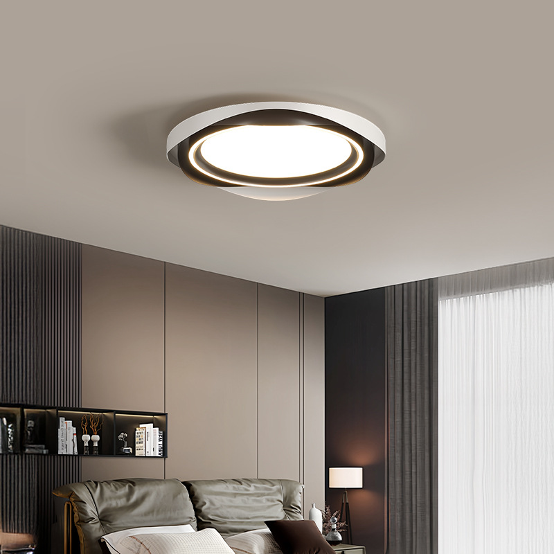 Lámpara de dormitorio de sala de estar de lujo ligero de estilo italiano, grano de madera, nube, acrílico, luz de techo anti-azul de espectro completo de alta gama
