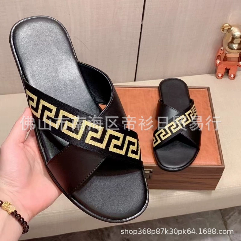 Европейская станция Нигерия высококачественный круиз 2024 летняя любовь мужская этническая печать, трансграничные тапочки, противоскользящие