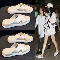 Women's Slides Outer Wear Thick Sole Wedge Sandals 2021 New Casual Half Sandals