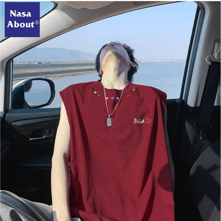 Nasa about Summer Thin Sleeveless T-Shirt for Men 2026 Trendy Loose Vest Outer Wear Pure Cotton Casual Top Nasa about Summer Thin Sleeveless T-Shirt for Men 2026 Trendy Loose Vest Outer Wear Pure Cotton Casual Top